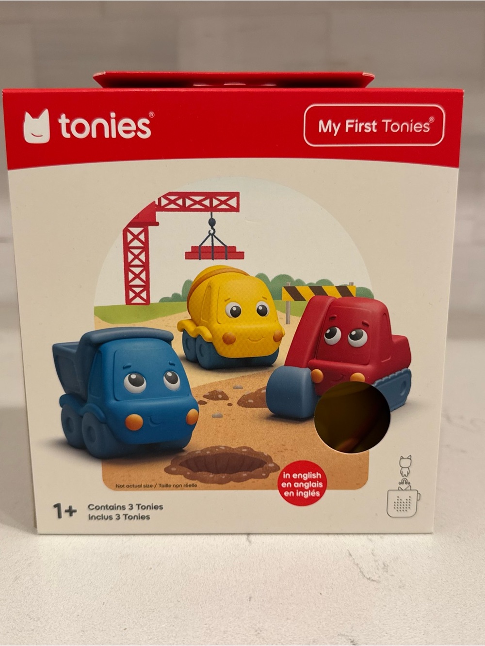 Tonies My First Tonies: 3-Piece Construction Vehicles Set - Blue, Yellow, Red